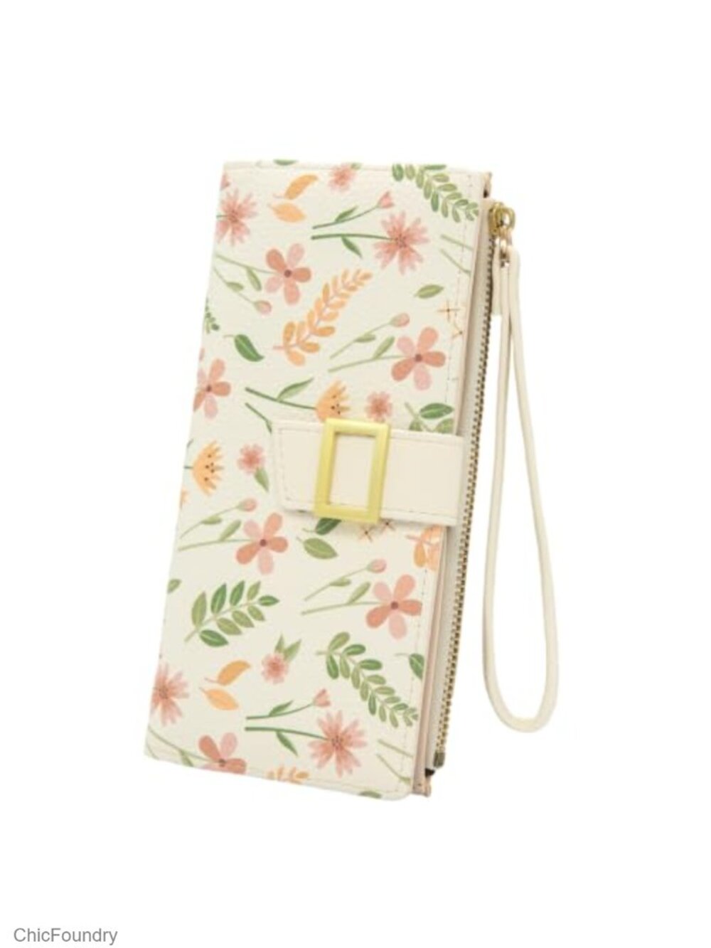PU Leather Wristlet Clutch Wallet Floral Card Holder